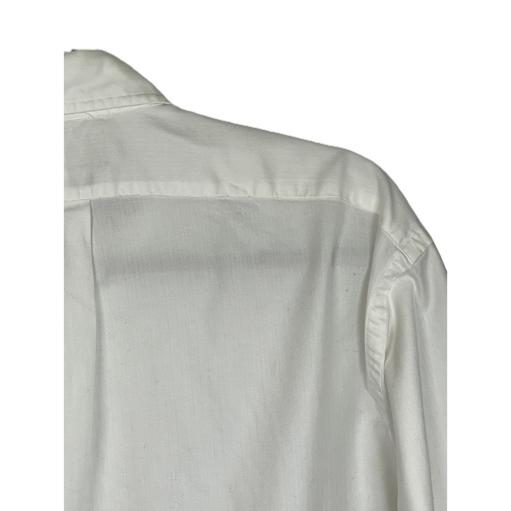 Vintage Ralph Lauren Yarmouth Mens 16 32/33 White Herringbone Button Down Shirt - Picture 9 of 16